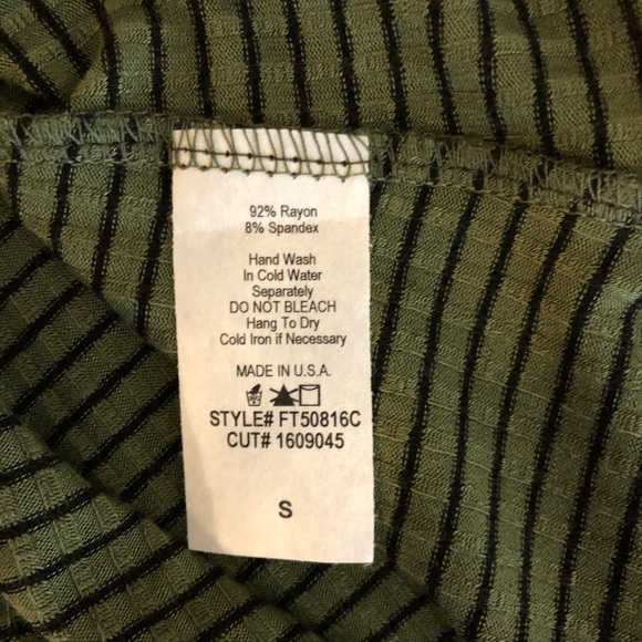 Jella C Green Black Strips Off The Shoulder Top - Picture 6 of 6